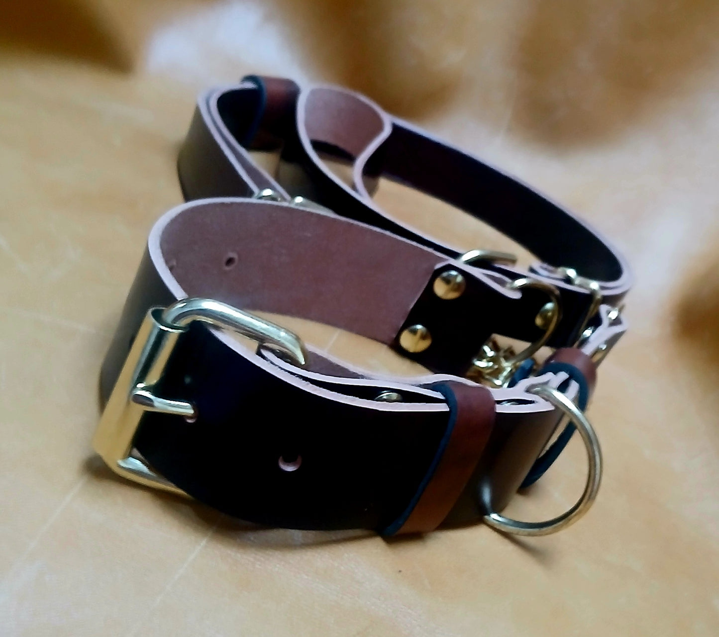 Leather Dog Collar Martingale Collar, 1.5 inches wide, Customizable