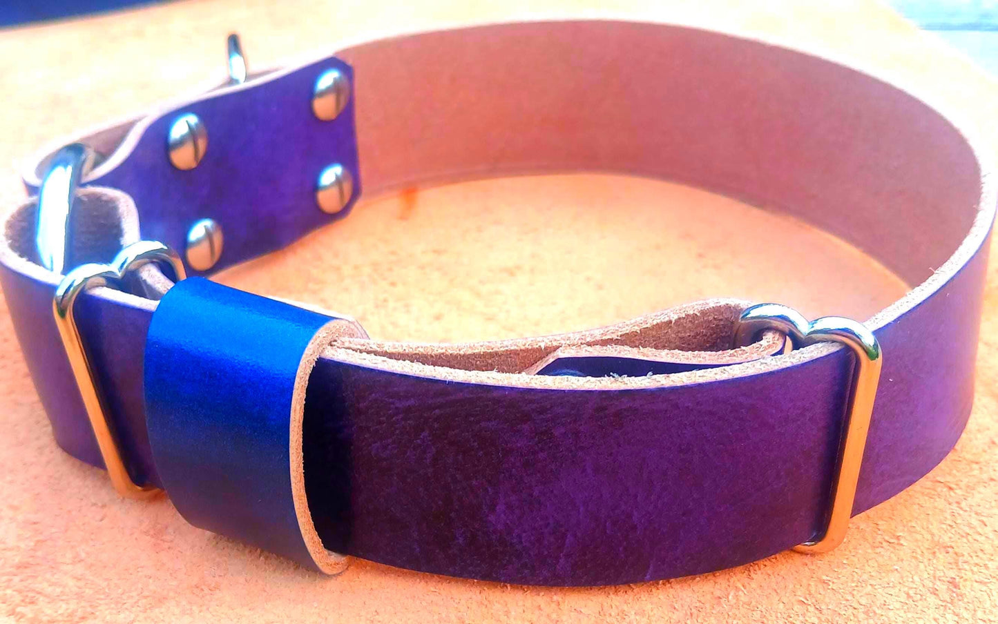 Hand Made Adjustable Leather Tag Dog Collar