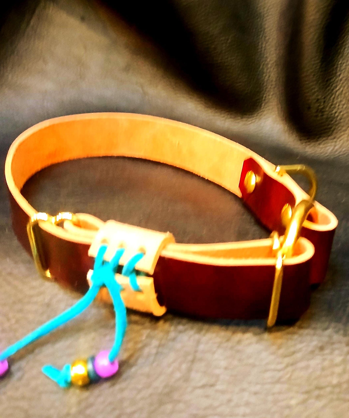 Hand Made Adjustable Leather Dog Collar Tag Collar