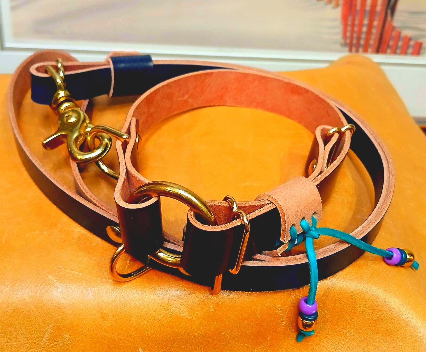 Hand Made Adjustable Multifunctional Leather Dog Leash