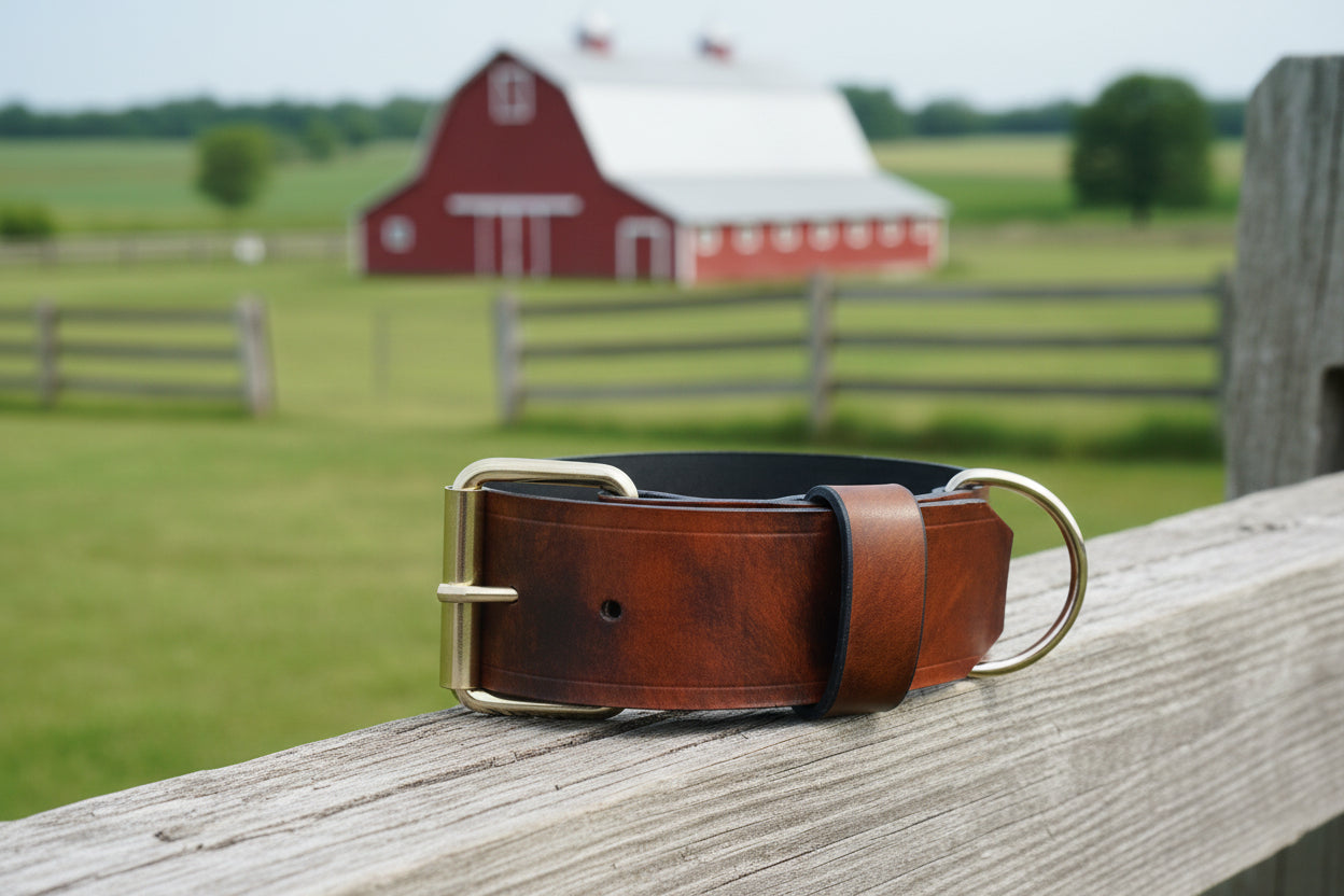 Leather Dog Collar Hand Crafted 1.5 & 2 inch widths customizable