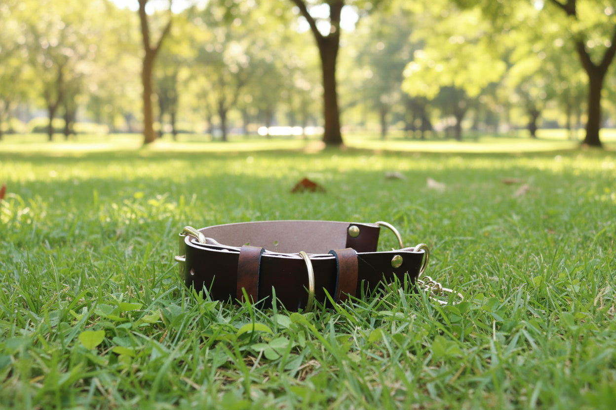 Leather Dog Collar Martingale Collar, 1.5 inches wide, Customizable