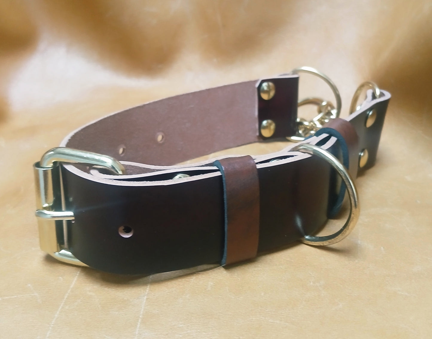 Leather Dog Collar Martingale Collar, 1.5 inches wide, Customizable