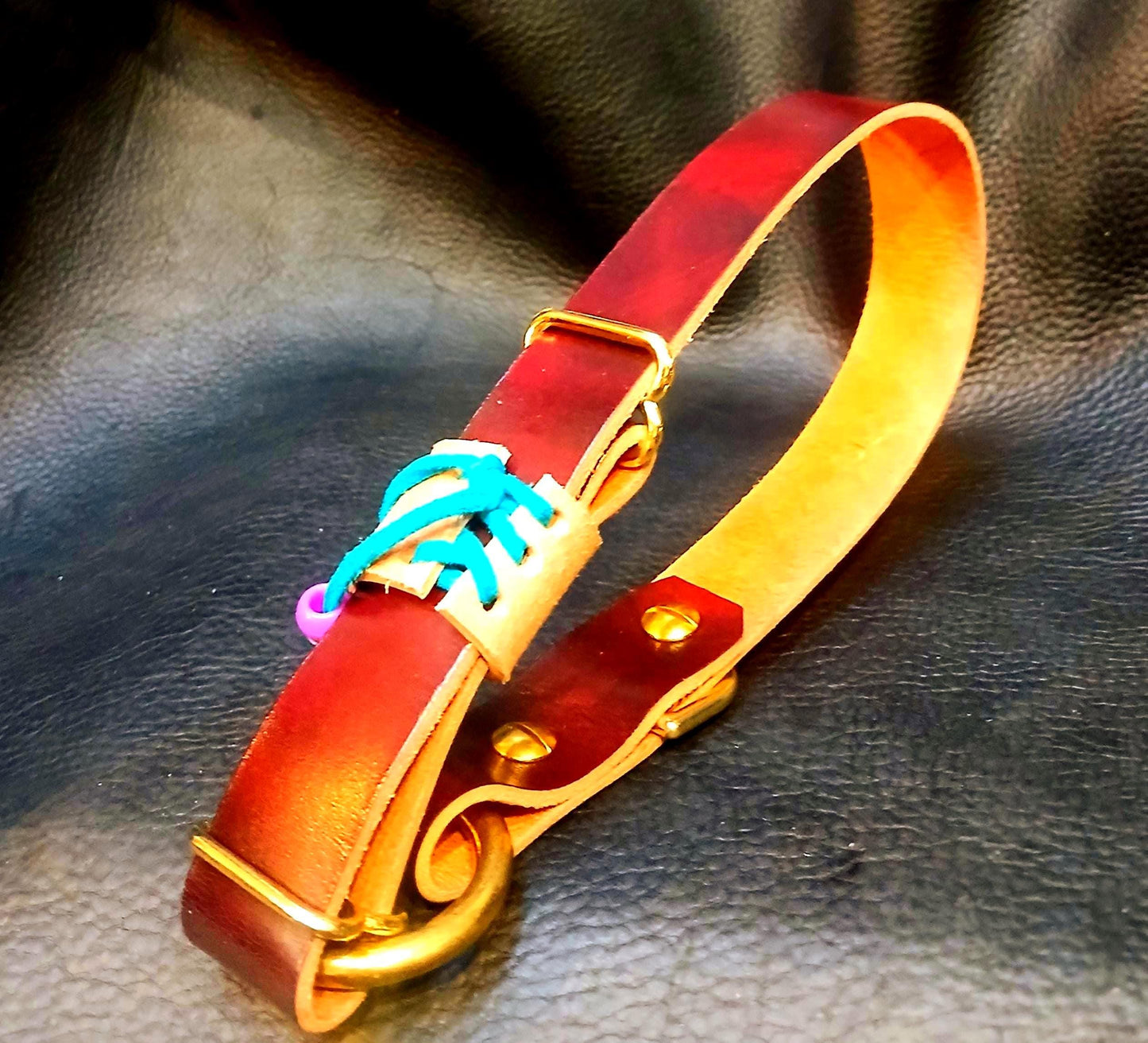 Hand Made Adjustable Leather Dog Collar Tag Collar