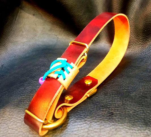 Hand Made Adjustable Leather Dog Collar Tag Collar