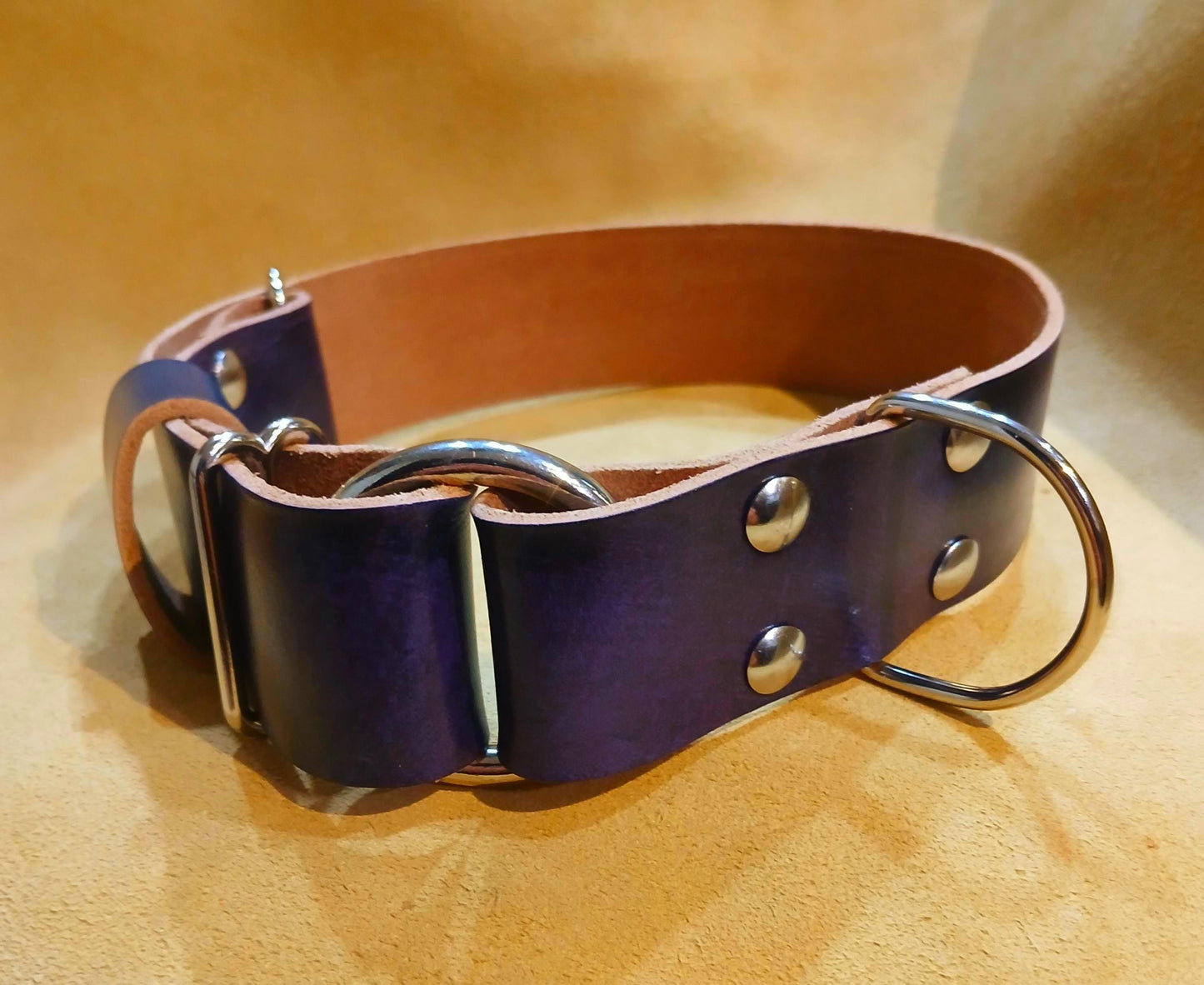 Hand Made Adjustable Leather Tag Dog Collar