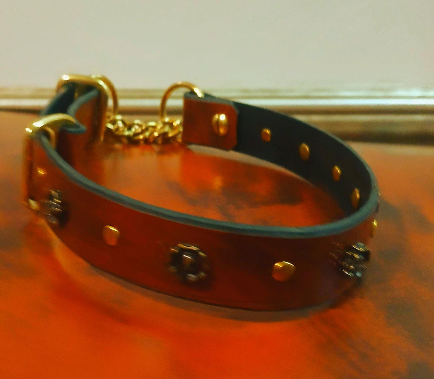 Hand Made Adjustable Leather Martingale Dog Collar