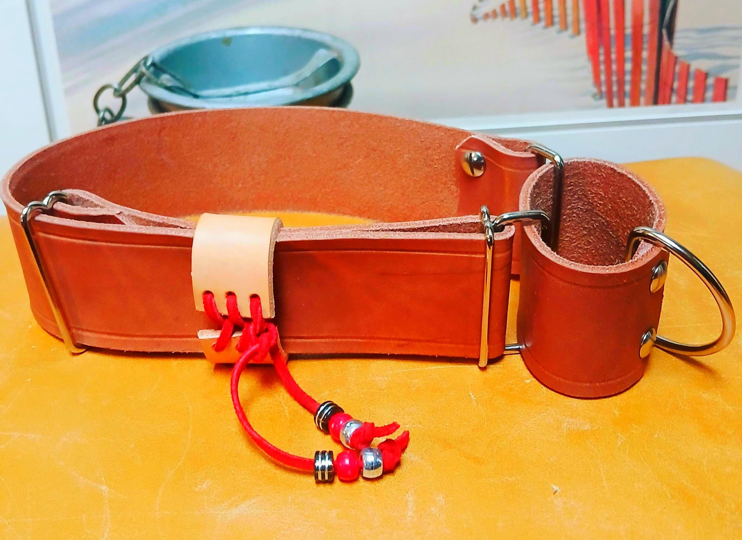 Hand Made Adjustable Leather Martingale Dog Collar