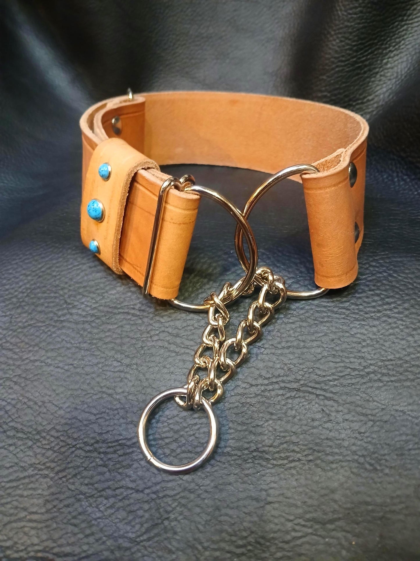 Hand Made Leather Dog Collar Martingale Collar Adjustable