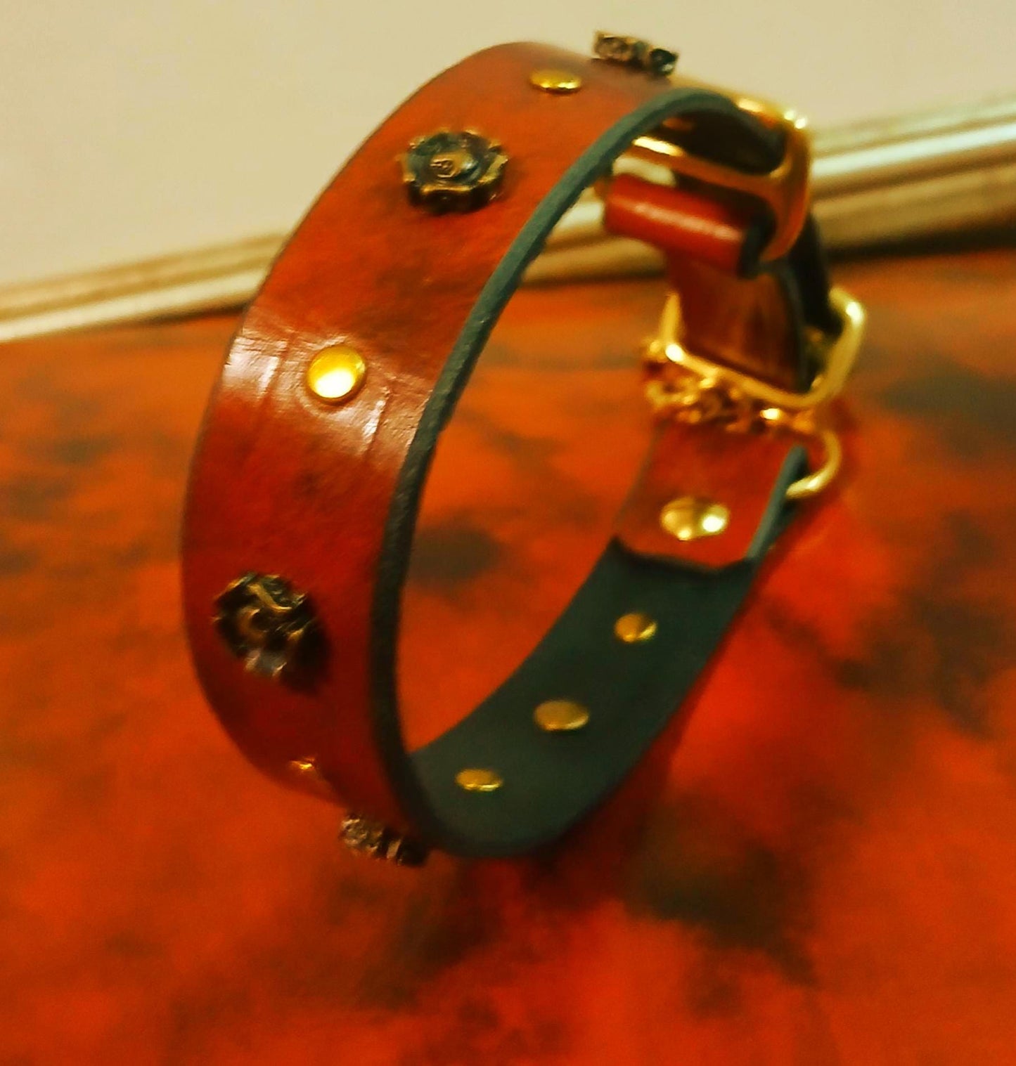 Hand Made Adjustable Leather Martingale Dog Collar