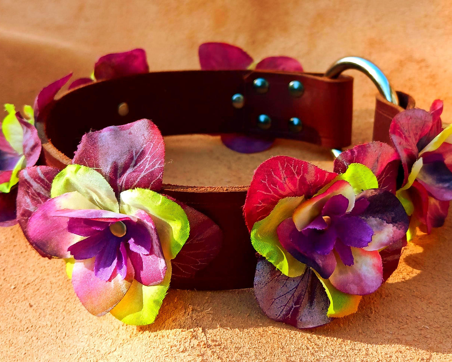 Forever Flowers Leather Dog Collar