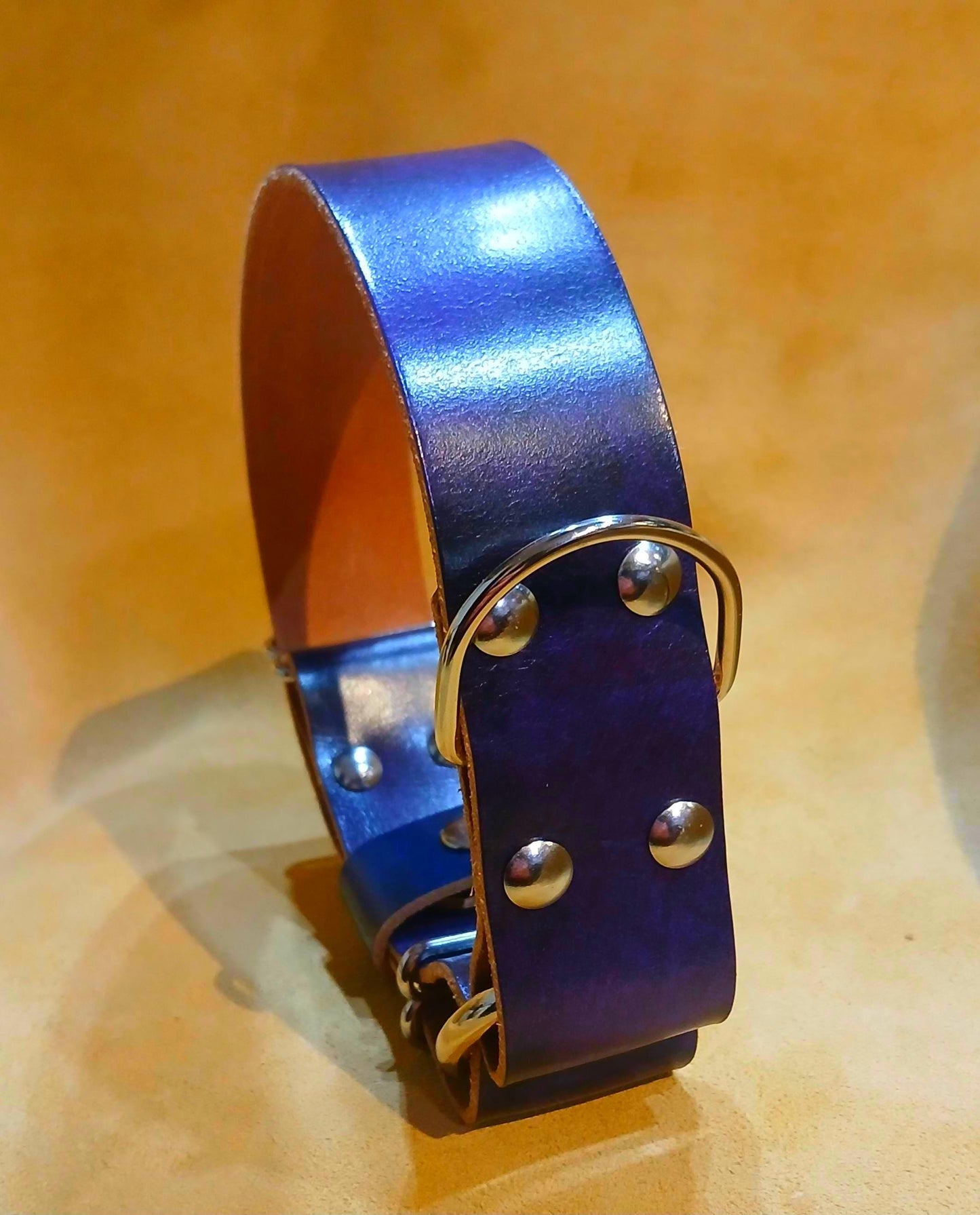 Hand Made Adjustable Leather Tag Dog Collar