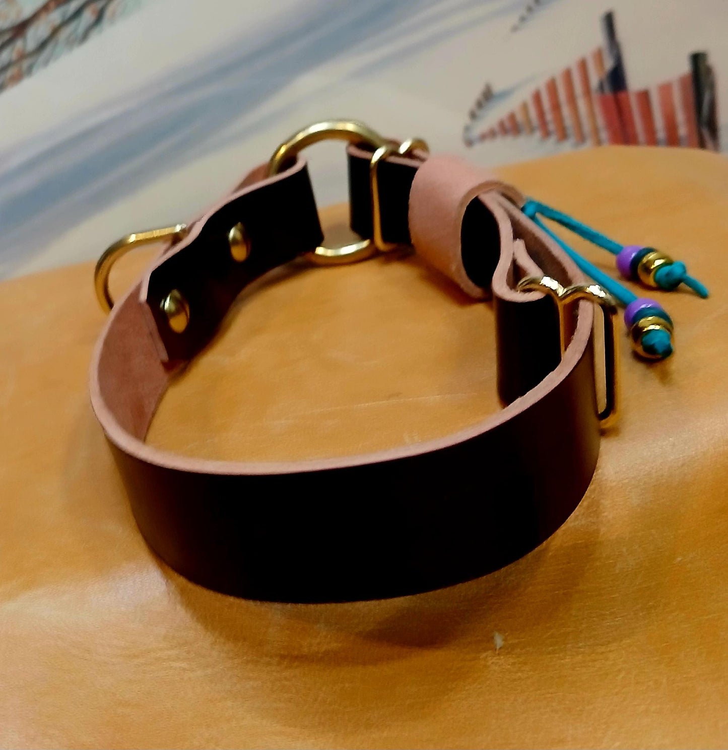 Hand Made Adjustable Leather Dog Collar Tag Collar