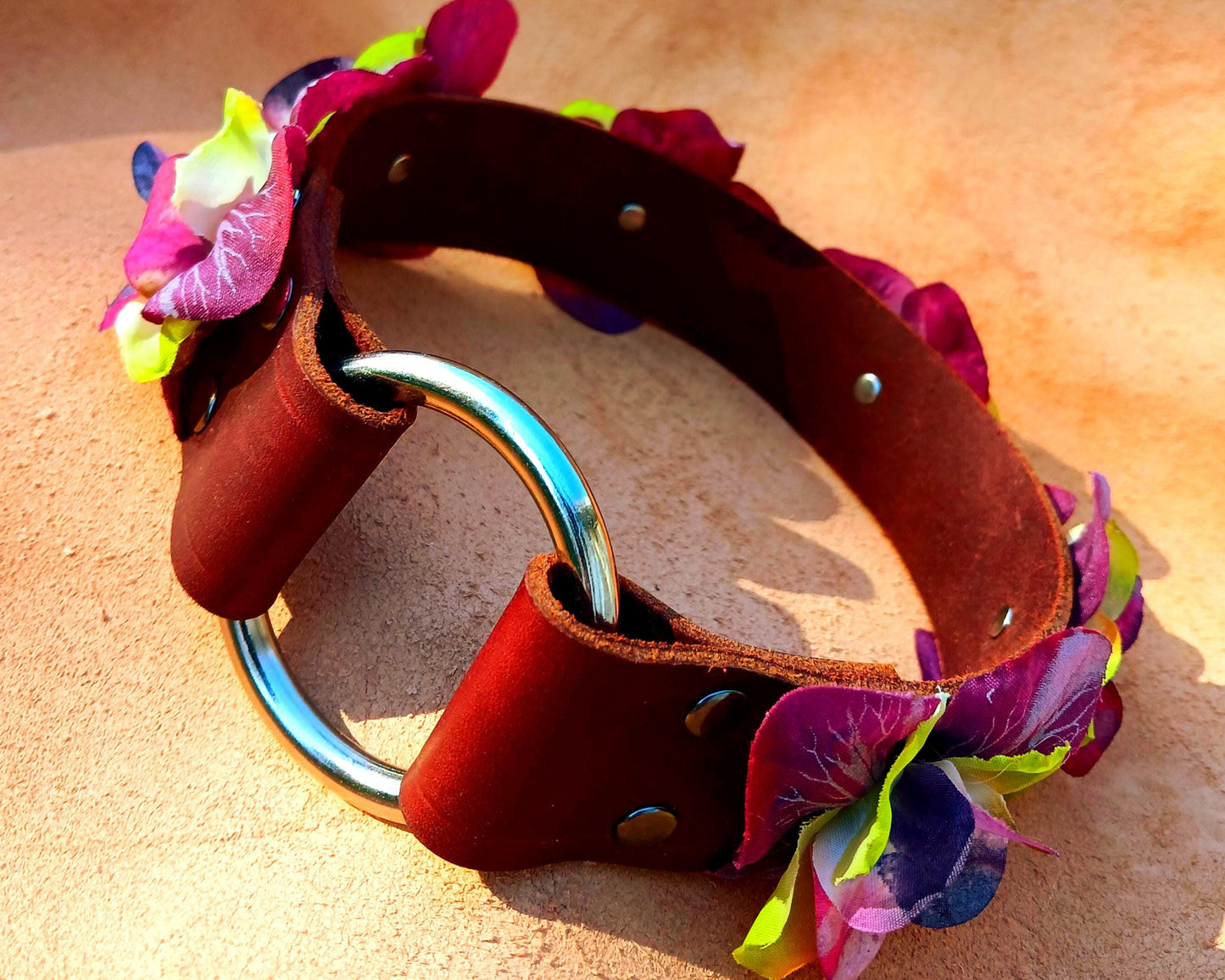 Forever Flowers Leather Dog Collar