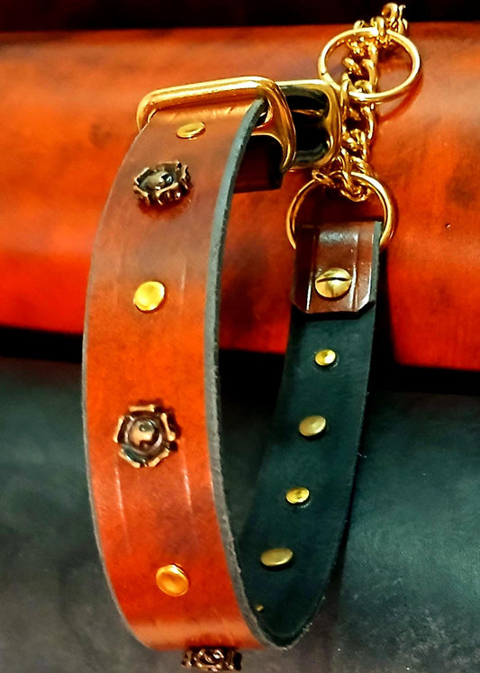 Hand Made Adjustable Leather Martingale Dog Collar