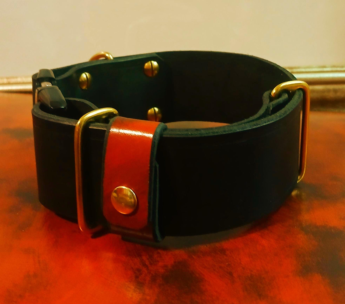 Hand Made Leather Quick Release Dog Collar with Snap on Forever Flower