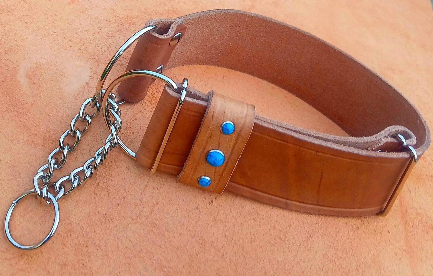 Hand Made Leather Dog Collar Martingale Collar Adjustable