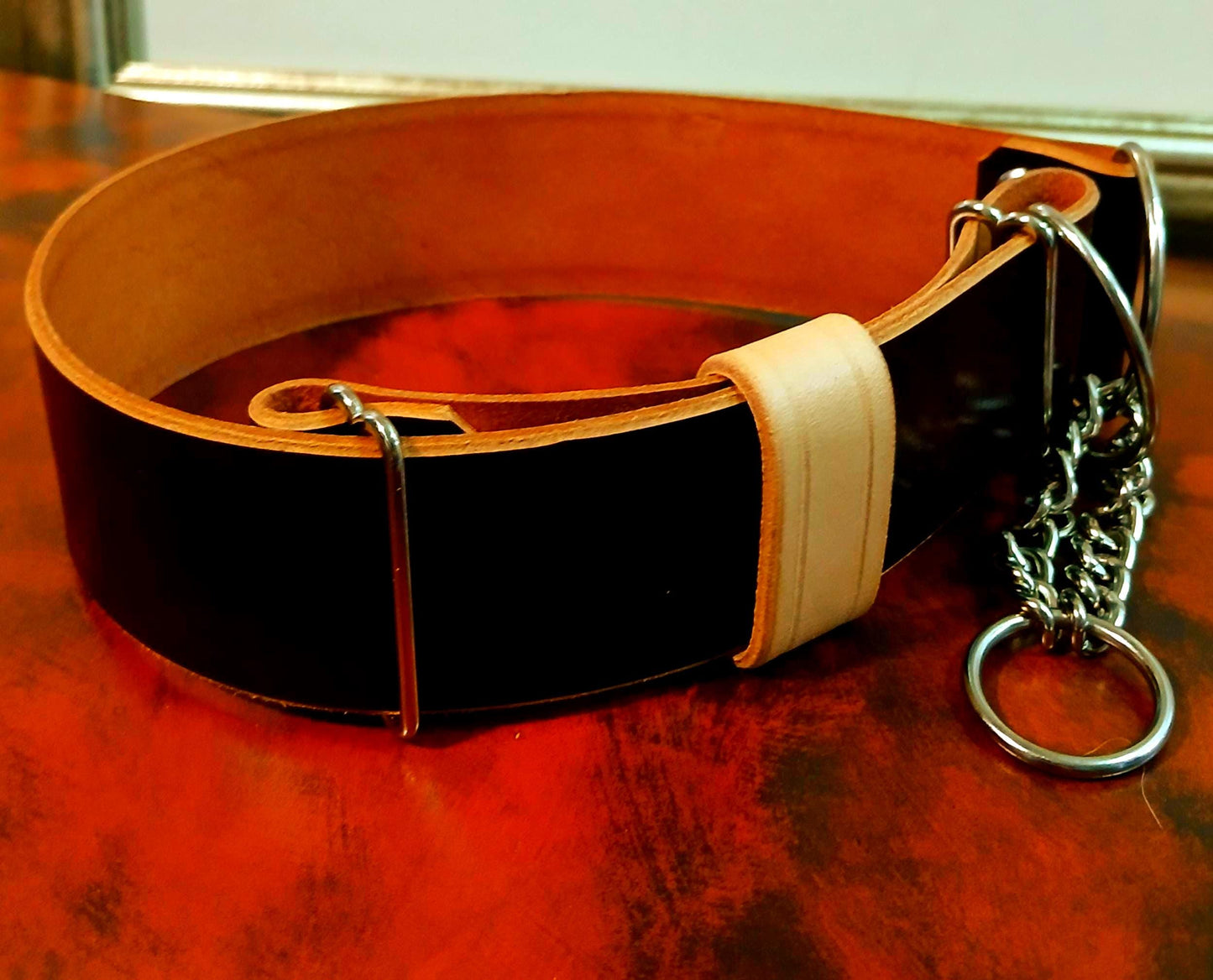 Hand Made Leather Adjustable Martingale Dog Collar