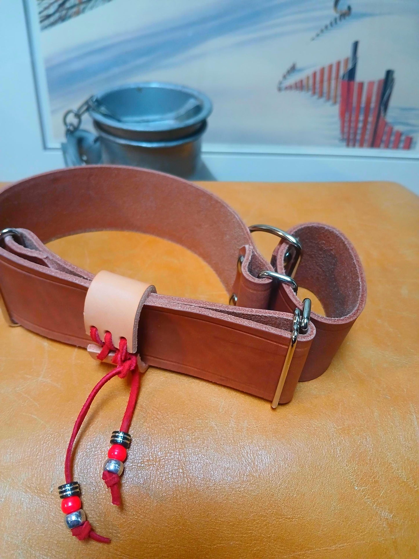 Hand Made Adjustable Leather Martingale Dog Collar