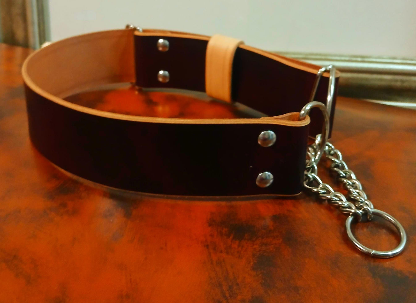 Hand Made Leather Adjustable Martingale Dog Collar