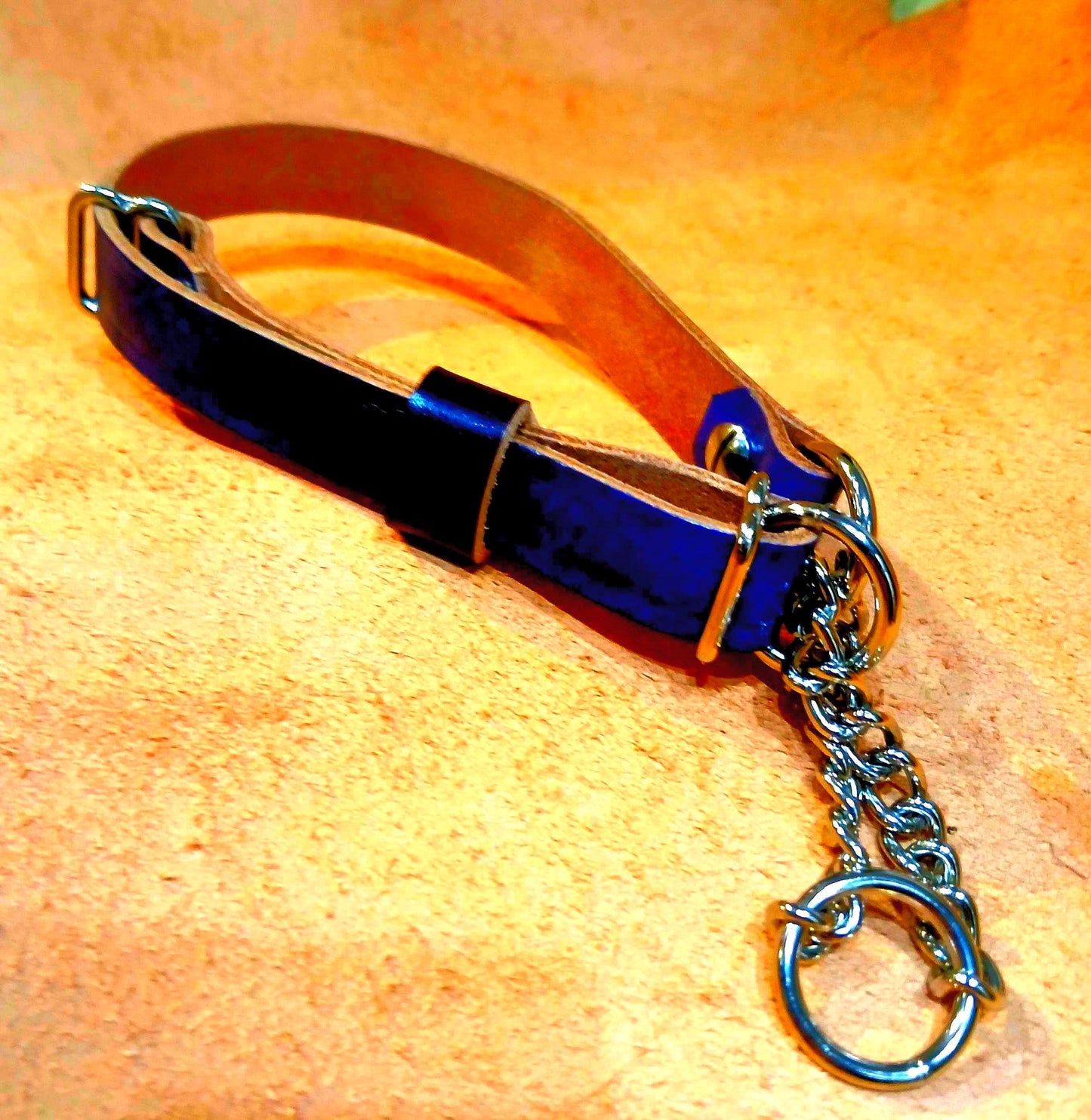 Hand Made Adjustable Leather Martingale Dog Collar