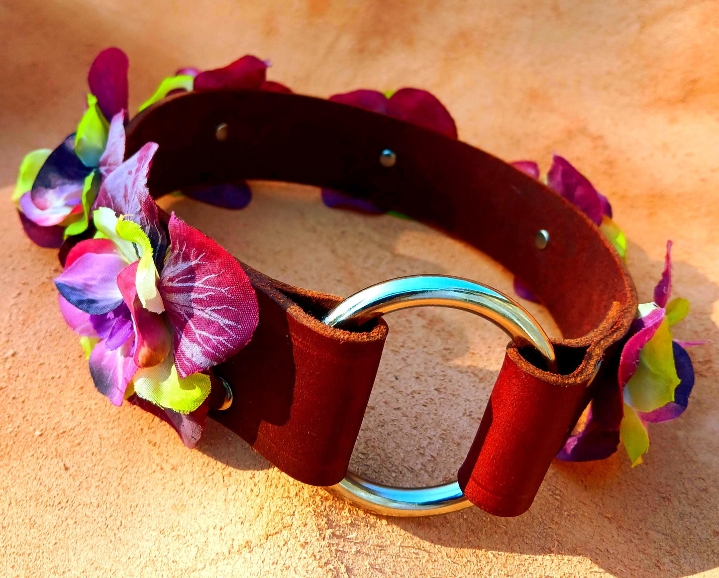 Forever Flowers Leather Dog Collar