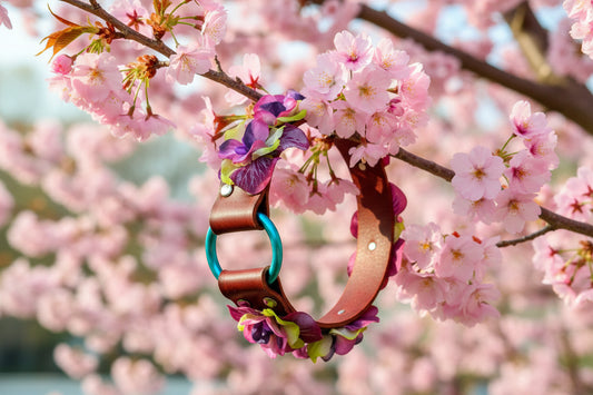 Forever Flowers Leather Dog Collar, Customizable widths and Flowers - Stone Rival Leather