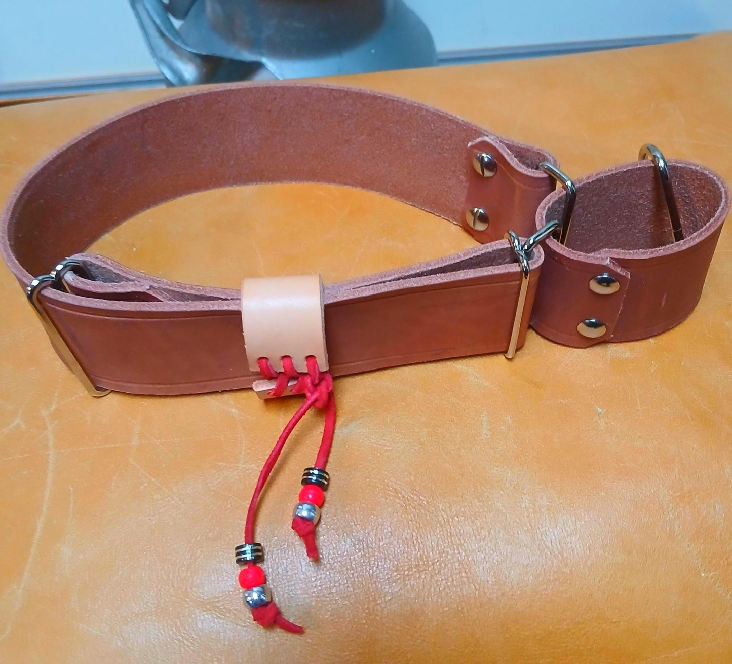 Hand Made Adjustable Leather Martingale Dog Collar