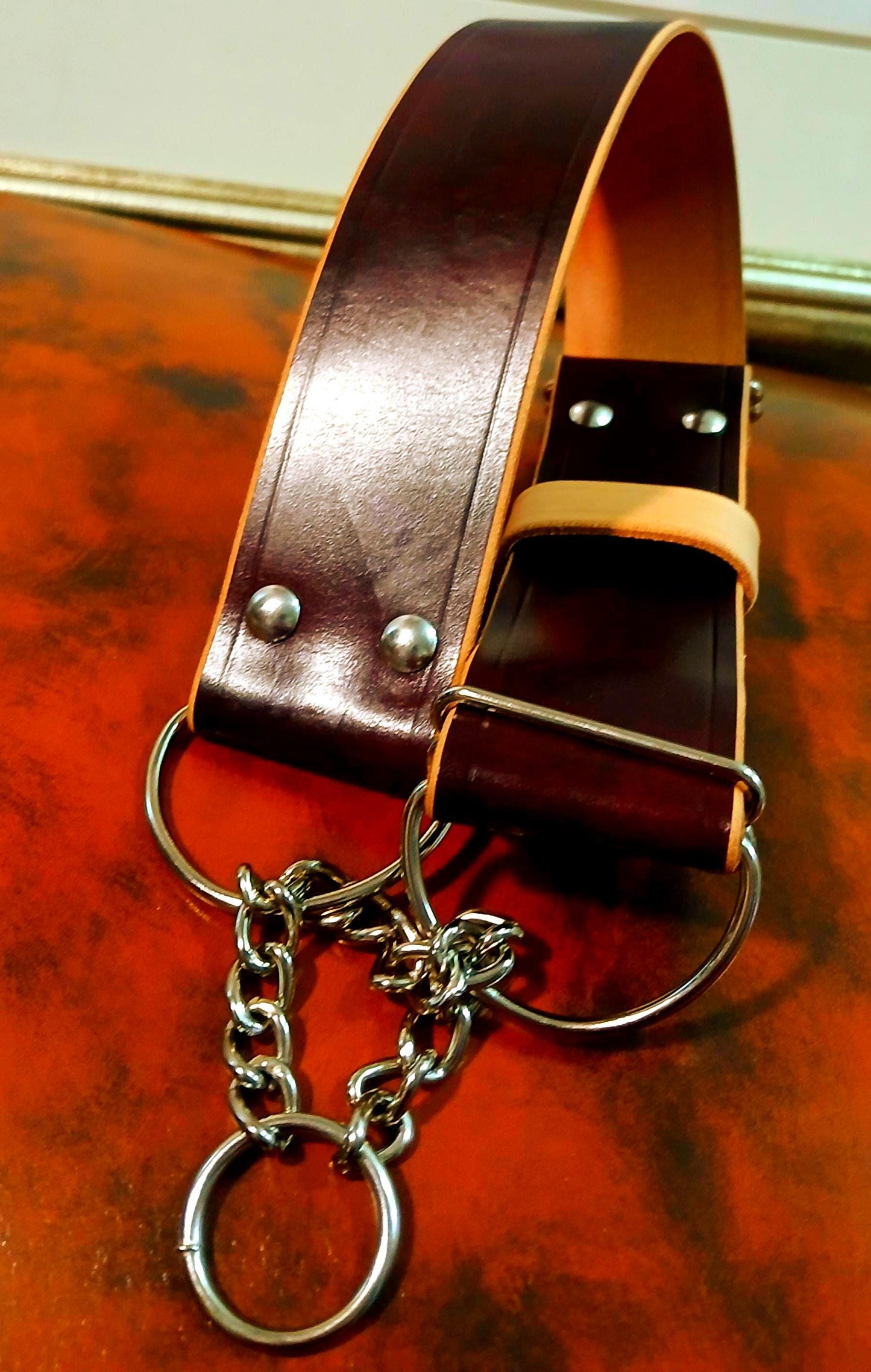 Hand Made Leather Adjustable Martingale Dog Collar