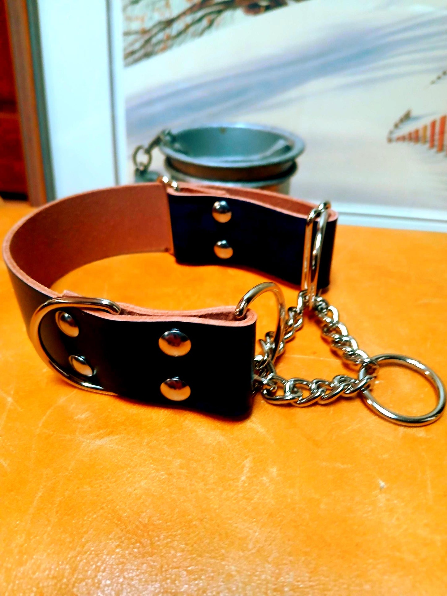 Handmade Leather Dog Collar Martingale Collar