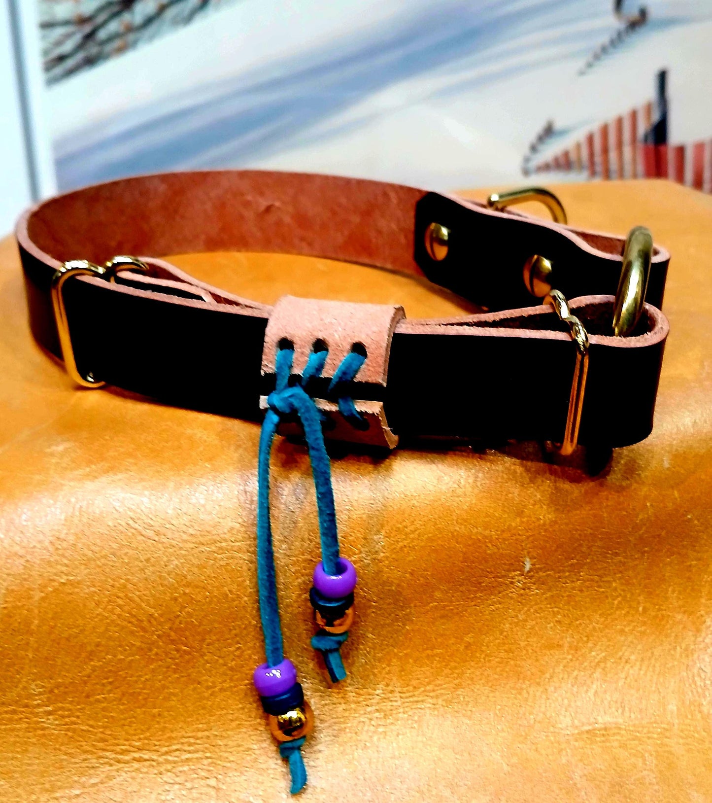 Hand Made Adjustable Leather Dog Collar Tag Collar